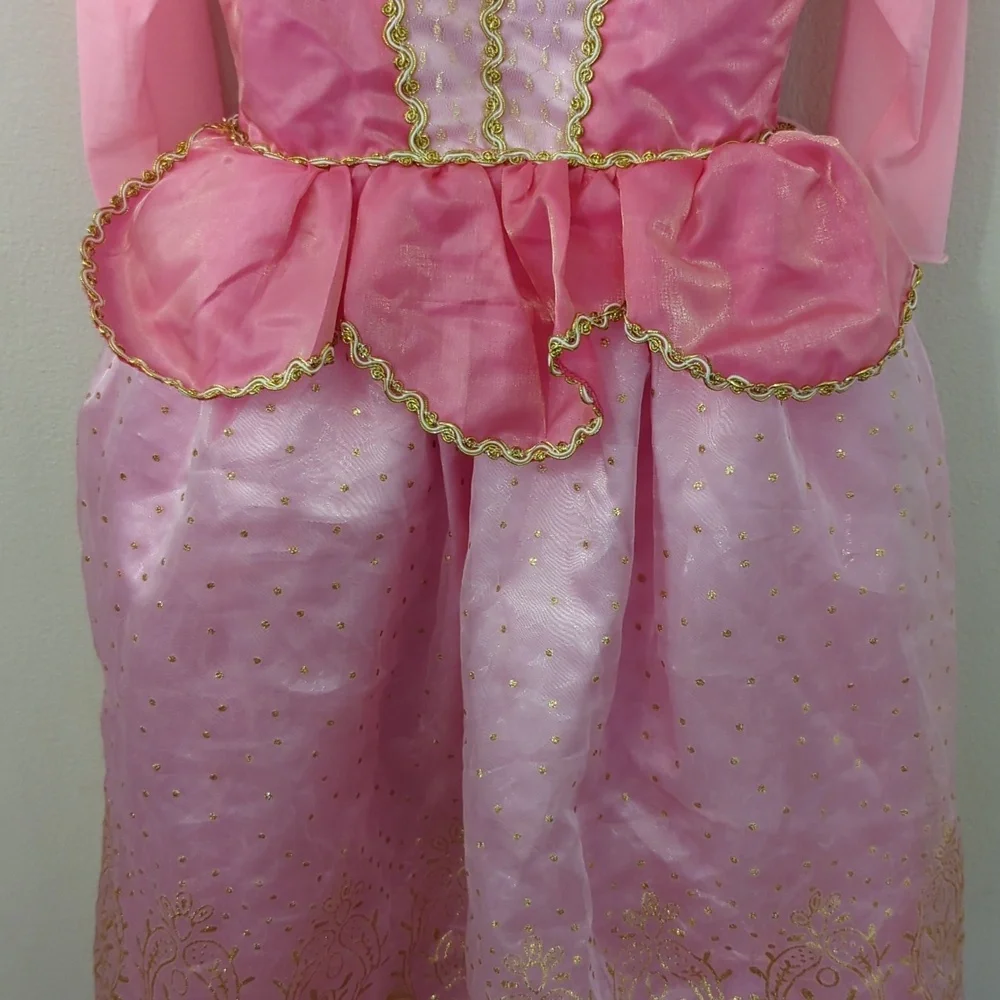 Pink + Gold Princess Dress Costume Tulle Velvet Pretend Girls Size EU 140 US 10